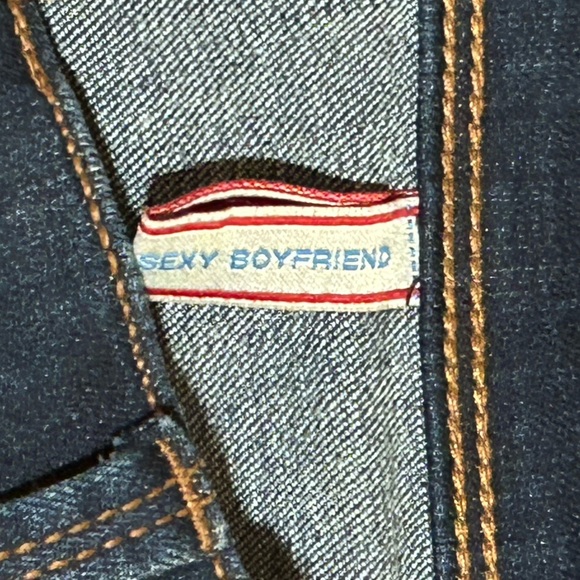 NEW Sneak Peek Women's Sexy Distressed Boyfriend Dark Denim Blue Jeans Size 9 - Picture 4 of 9